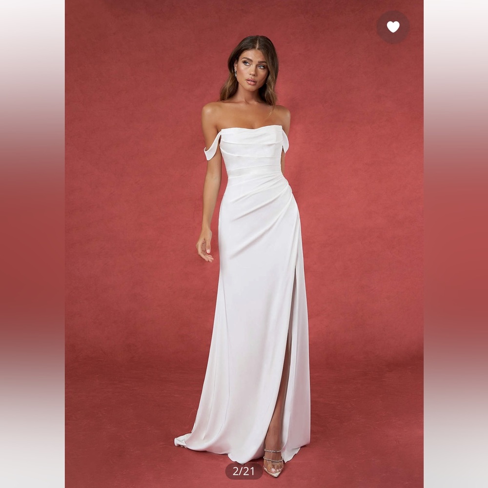 Azazie Moonlight | Mermaid Pleated Crepe Back Satin Chapel Train Dress *ALTERED